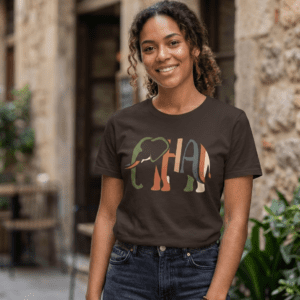 Thai Elephant Silhouette Graphic T-Shirt | Artistic Wildlife Tee