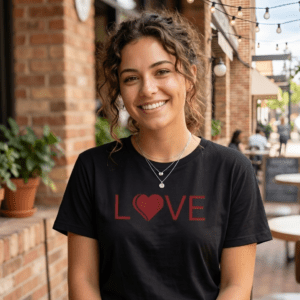 LOVE Heart Graphic T-Shirt for Women | Romantic Minimalist Tee